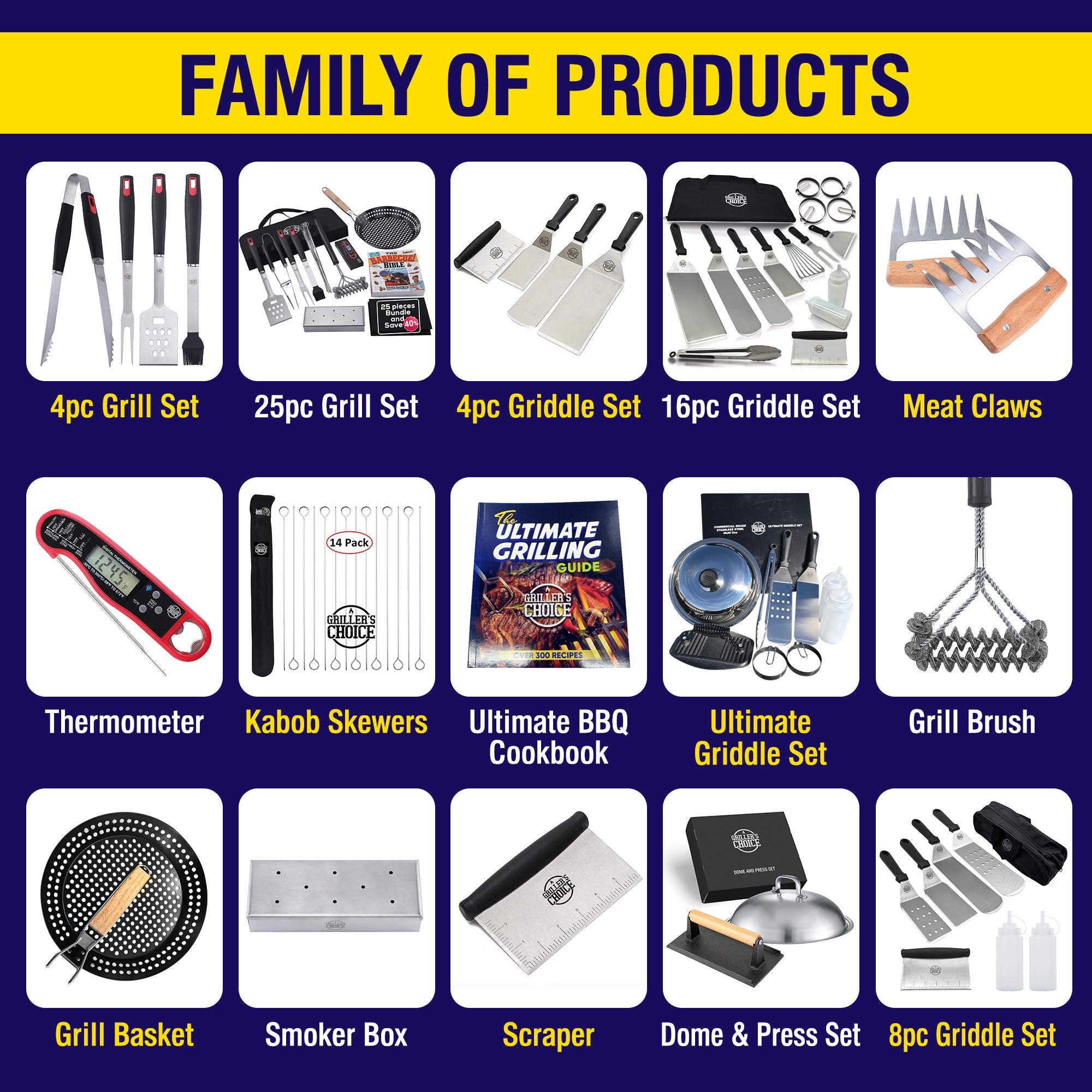 Grillers Choice skewers in backyard BBQ setting enabling easy group grilling