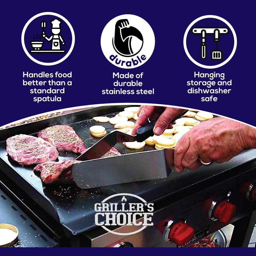Griller's Choice close-up of spatula blade highlighting precise, durable edge
