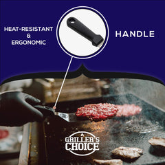 Griller's Choice tools in use on flat top grill improving workflow and control