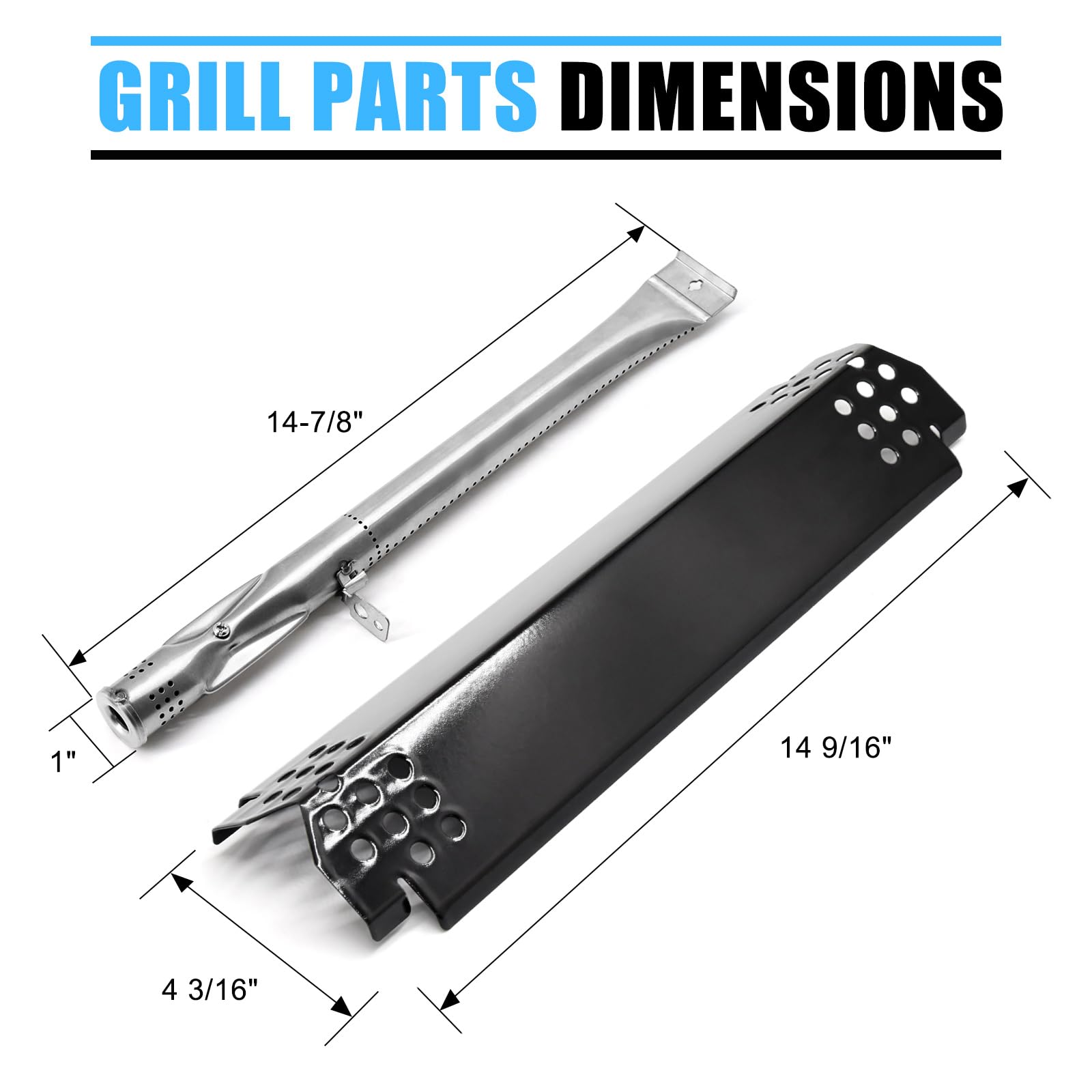 Grillfired installed burner in grill showing correct fit and improved flame spread