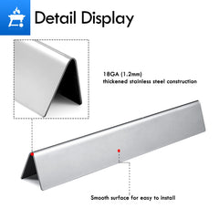 Grillflame heat deflectors stacked to illustrate fit and burner protection benefits