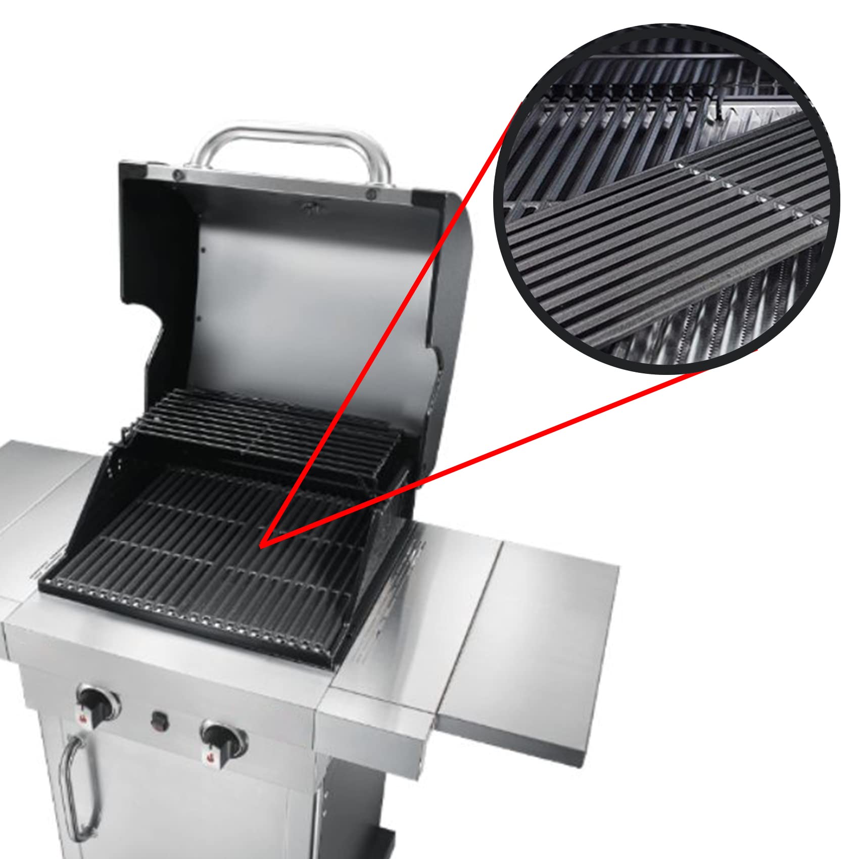 Grillflame grates in backyard grill cooking steaks to show real-world performance benefit