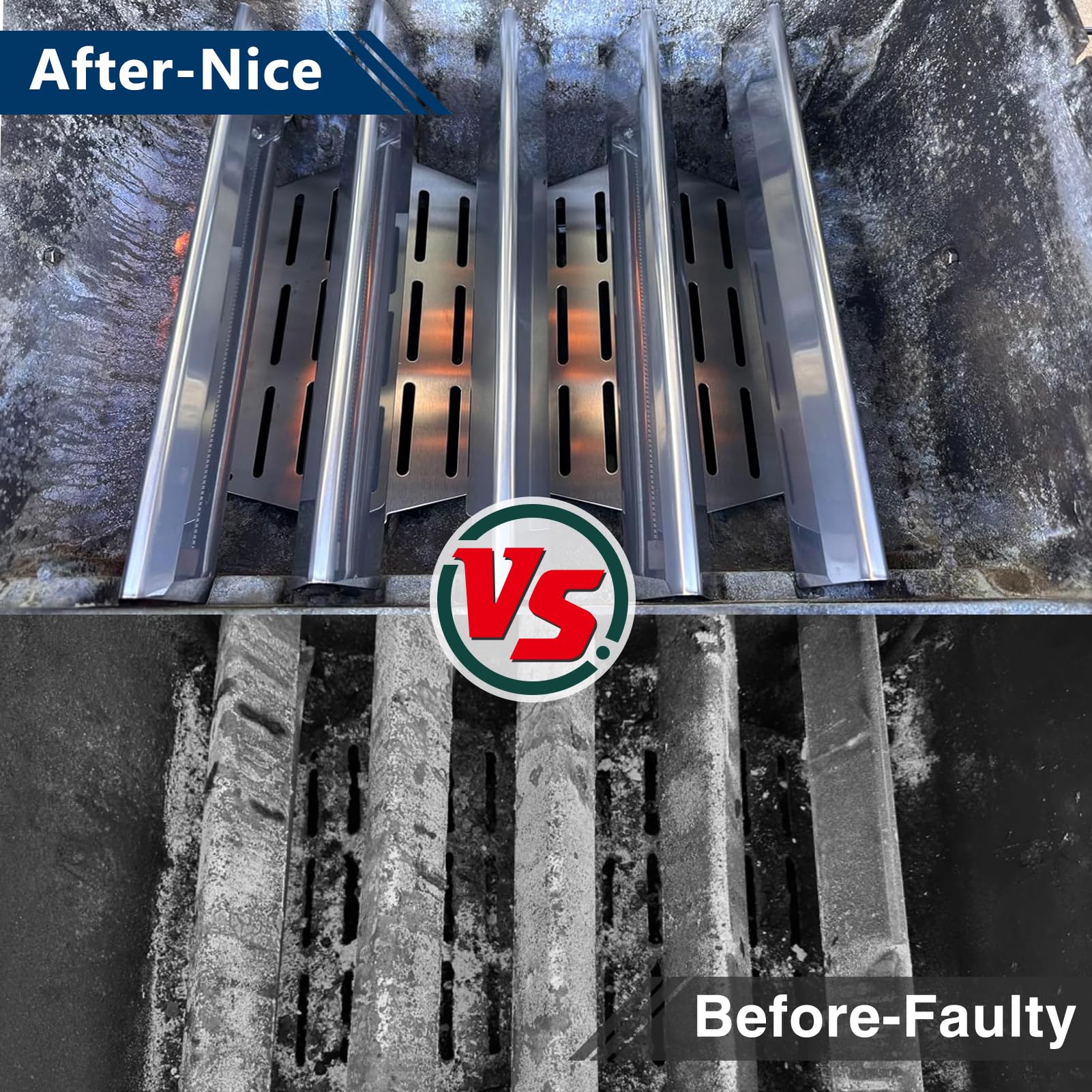 Grillflame parts with measurement overlay to confirm correct sizing and compatibility