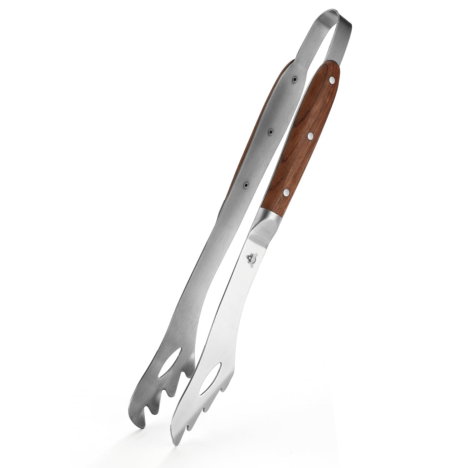 GRILLGEN front view showing full 16.73-inch tongs and sturdy build benefit