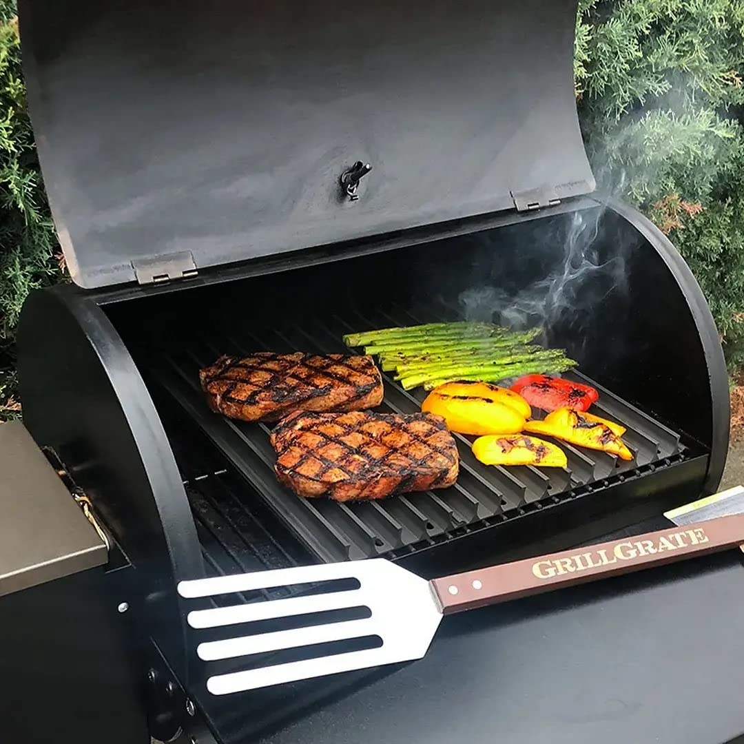 GrillGrate assembled on pellet grill delivering even heat