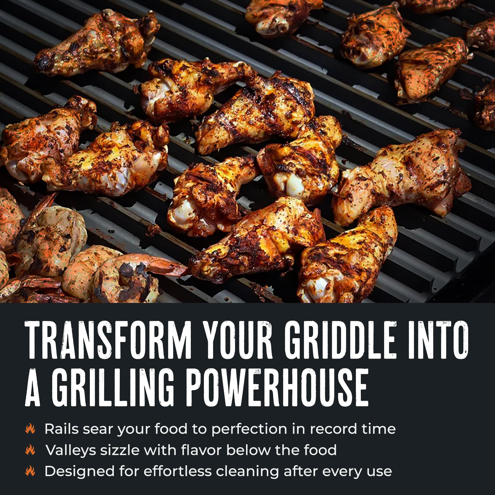 GrillGrate in use searing steak with clear marks and juicier result