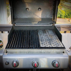 GrillGrate close-up of hard-anodized rails showing improved heat transfer benefit