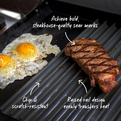 GrillGrate scale comparison on griddle showing precise sizing fit