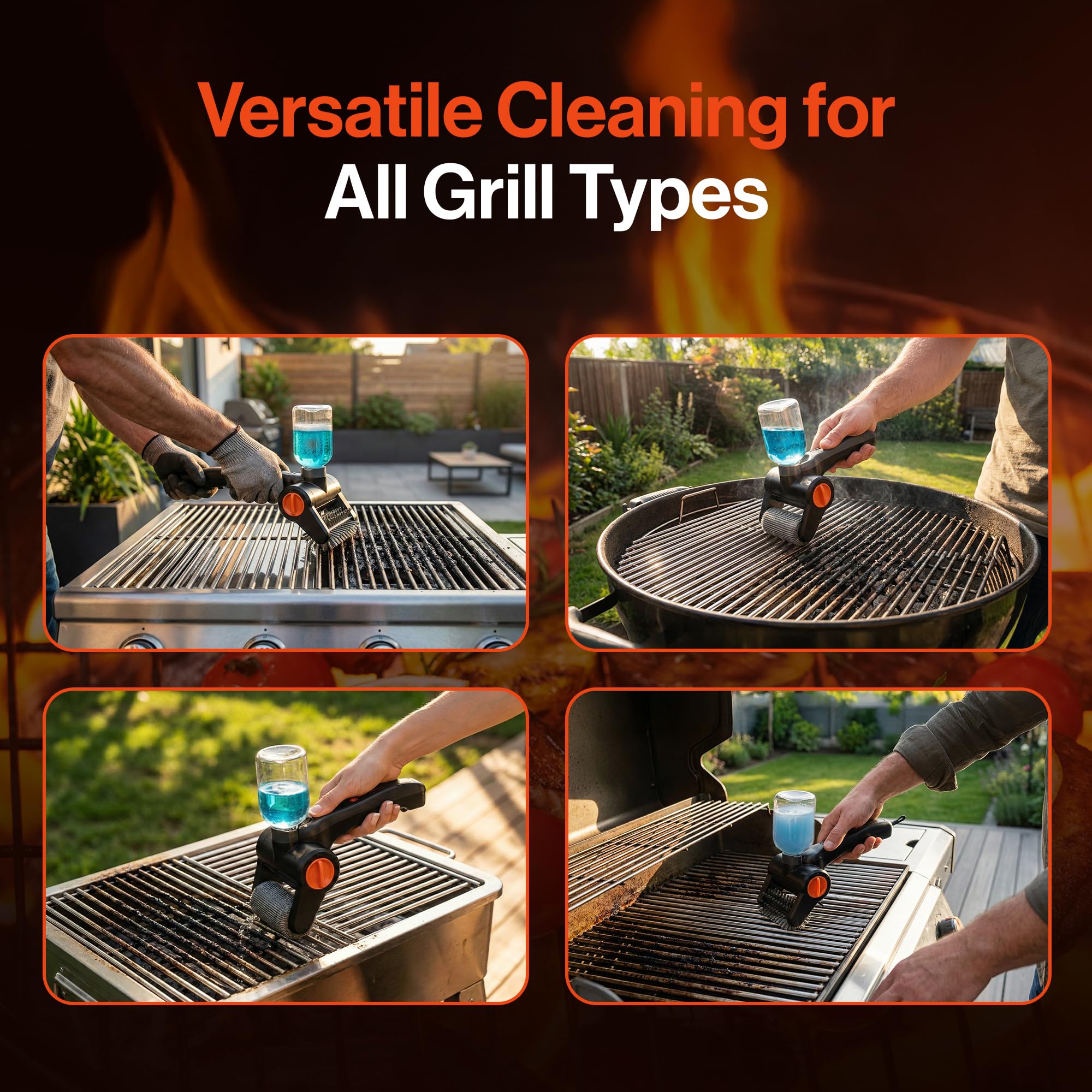 GRILLION bristle-free chain head detail for snag-free, safe grill scrubbing