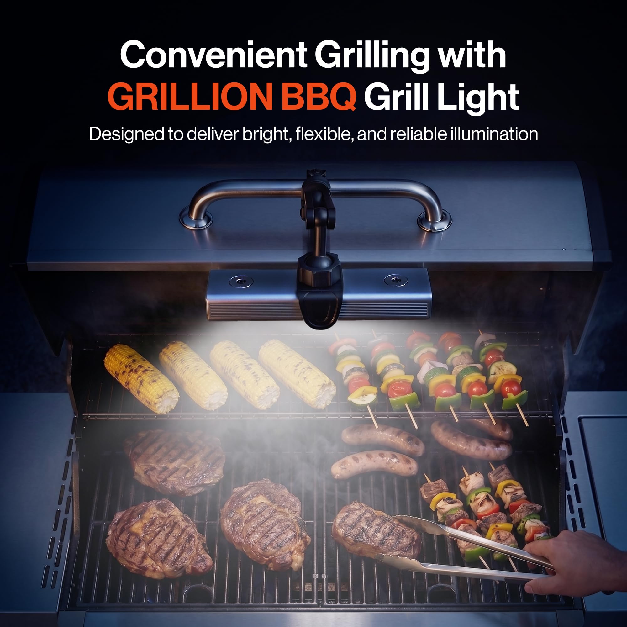 GRILLION close-up of COB panel highlighting even grill-surface lighting