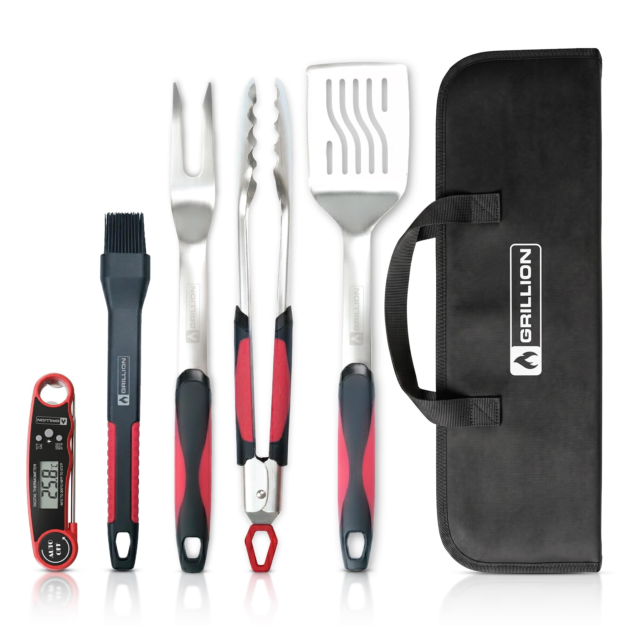 GRILLION front packaging showing five-piece BBQ set for convenient grilling
