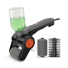 GRILLION front view of cordless electric grill brush showing controls and handle for easy grip