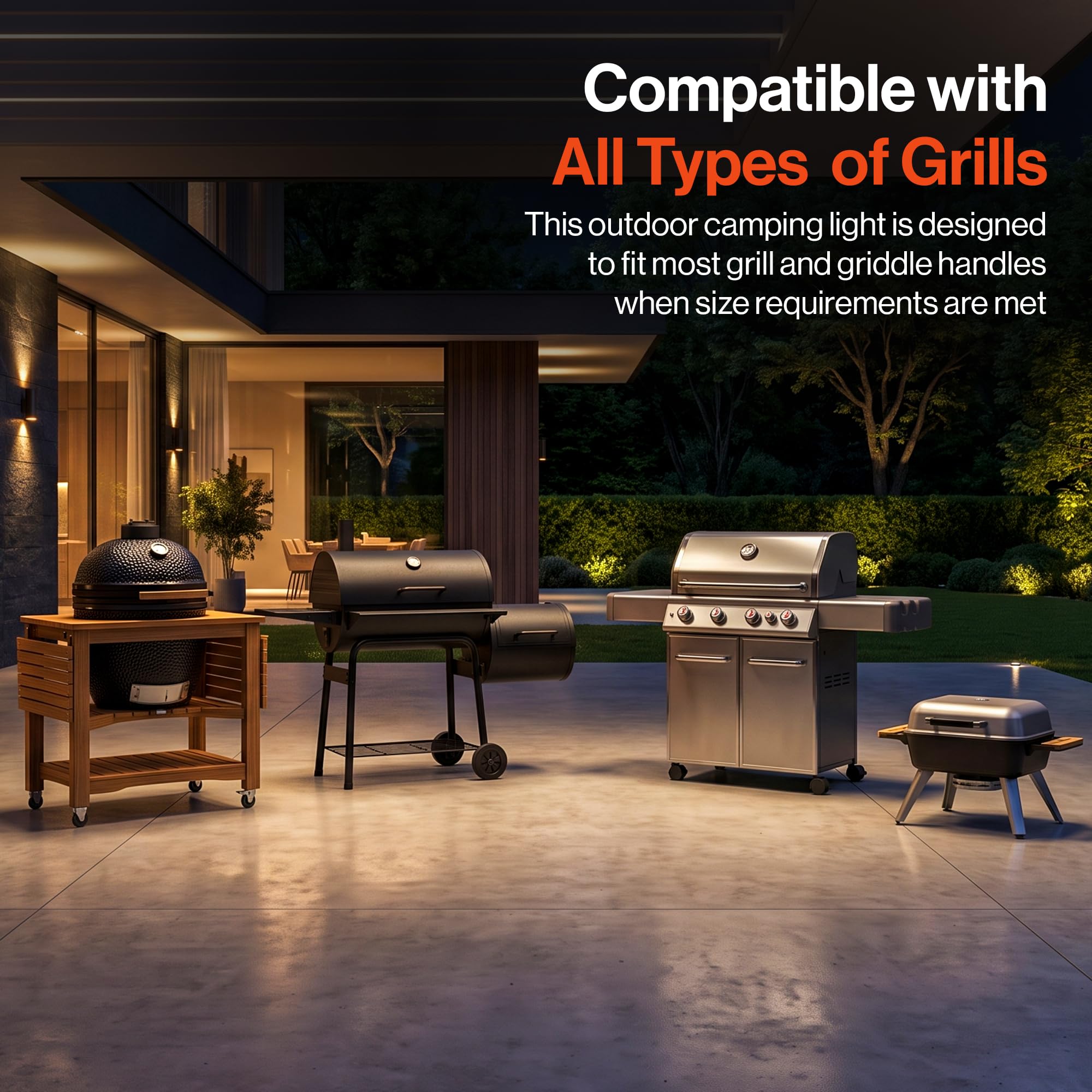 GRILLION in use at night grilling for safer, clearer cooking