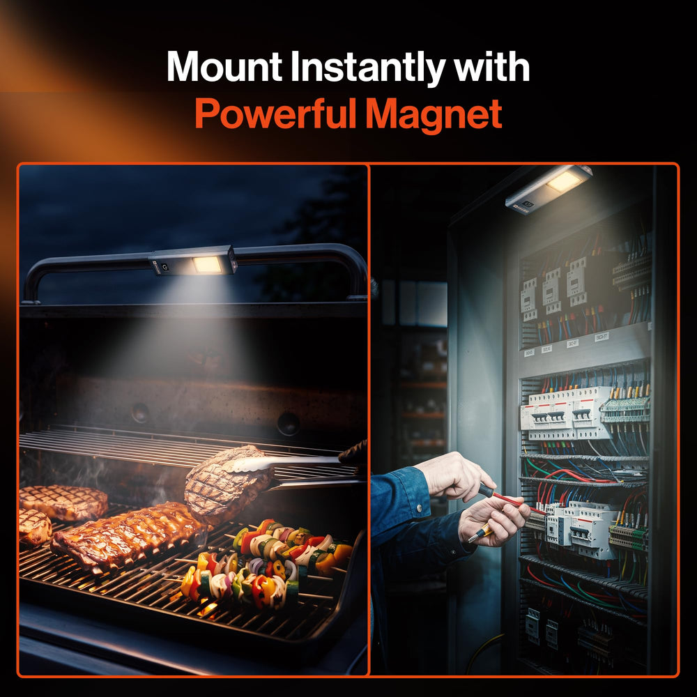 GRILLION magnetic base attached to metal lid for secure hands-free use