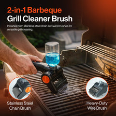 GRILLION stainless-steel wire head detail removing tough char for powerful cleaning