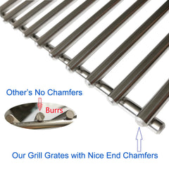 GRILLJOB replacement grate beside ruler illustrating 19.25 by 7.5 inch fit