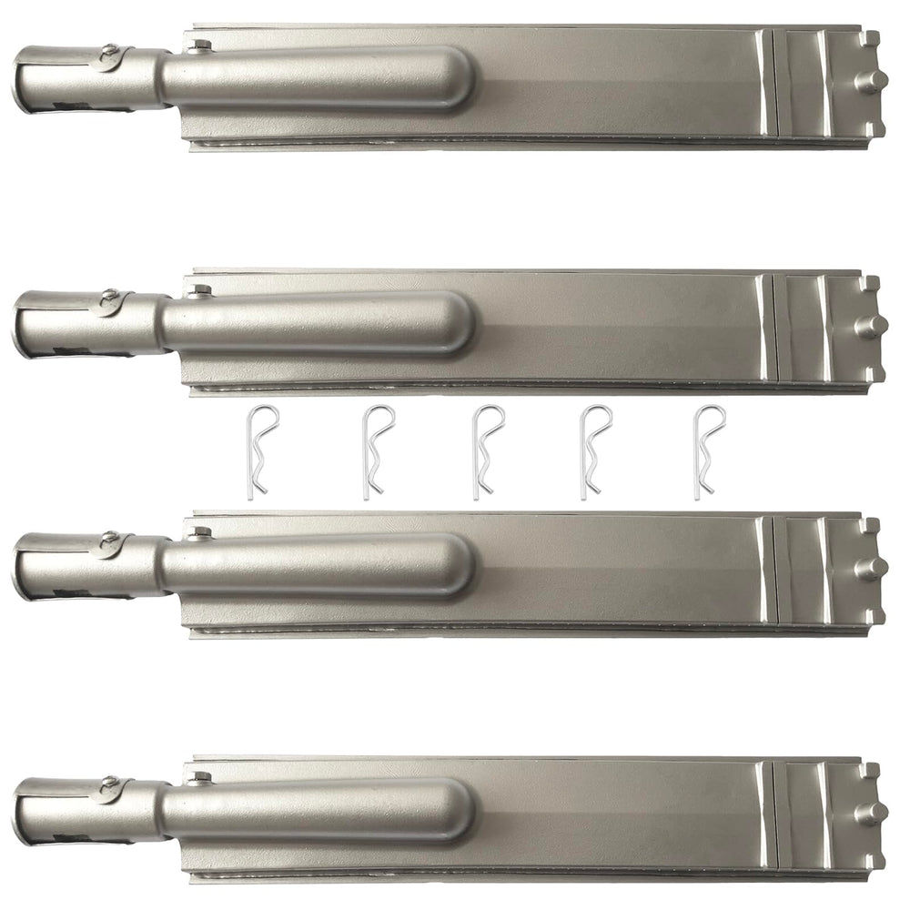 GRILLJOB front view of four cast stainless burners showing durable finish and fit benefits