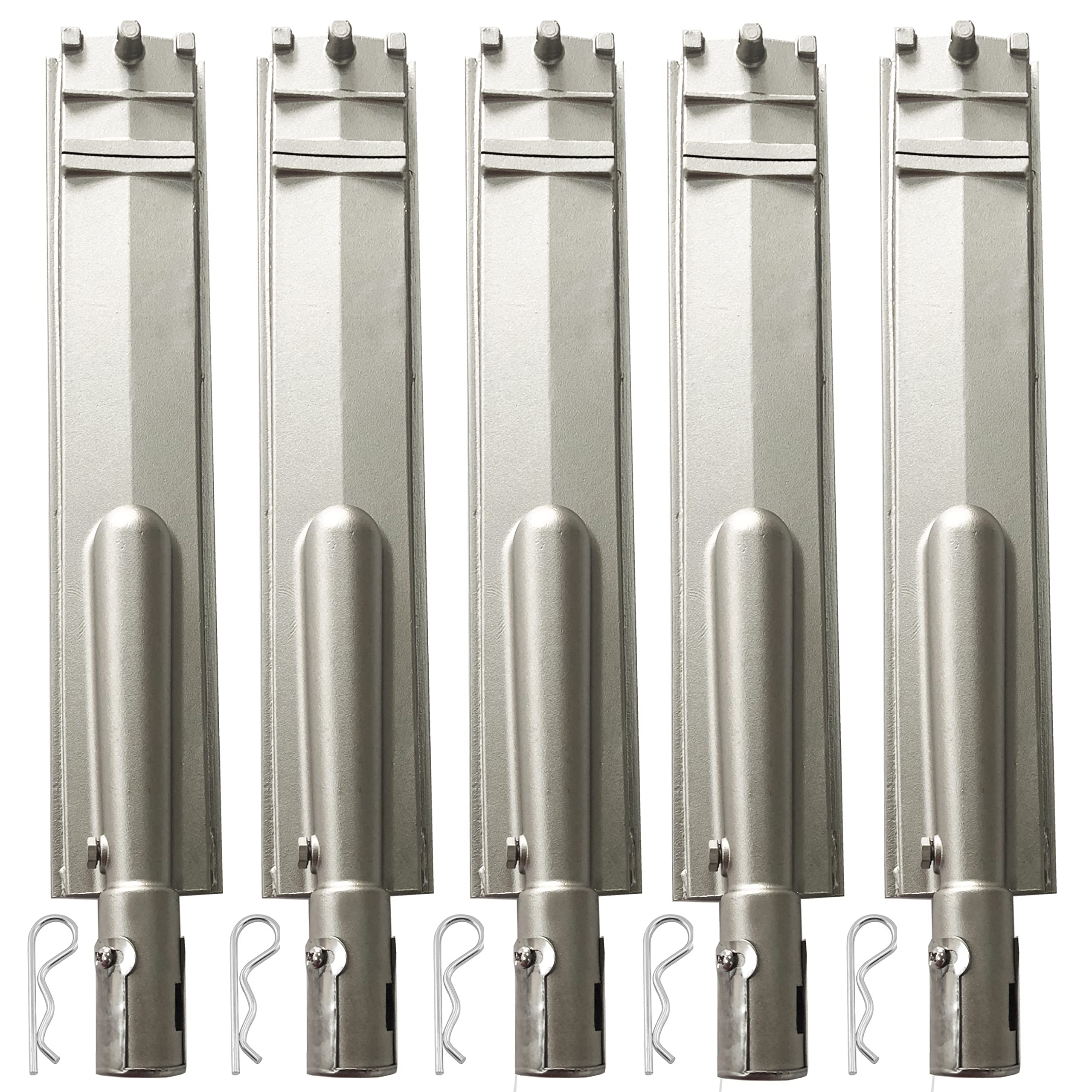 GRILLJOB front view of five stainless burners showing durable finish and fit