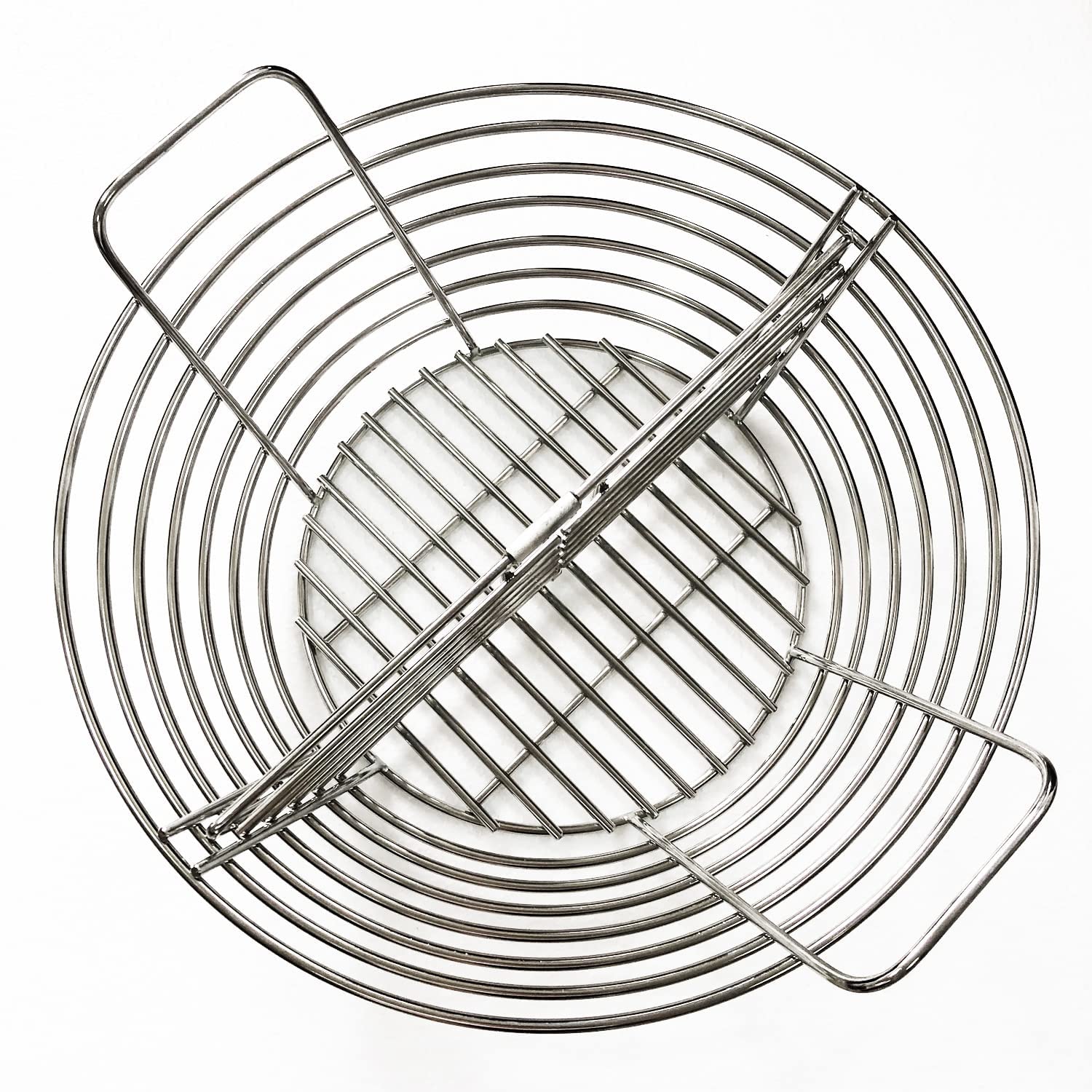 GRILLJOB basket in use with glowing lump charcoal for even heat