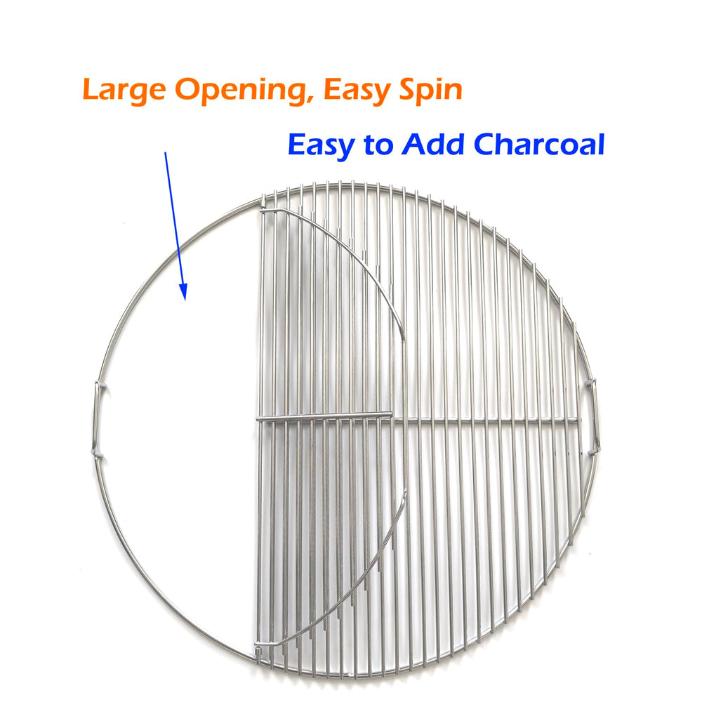 GRILLJOB large hinged opening with charcoal access for quick mid-cook refueling