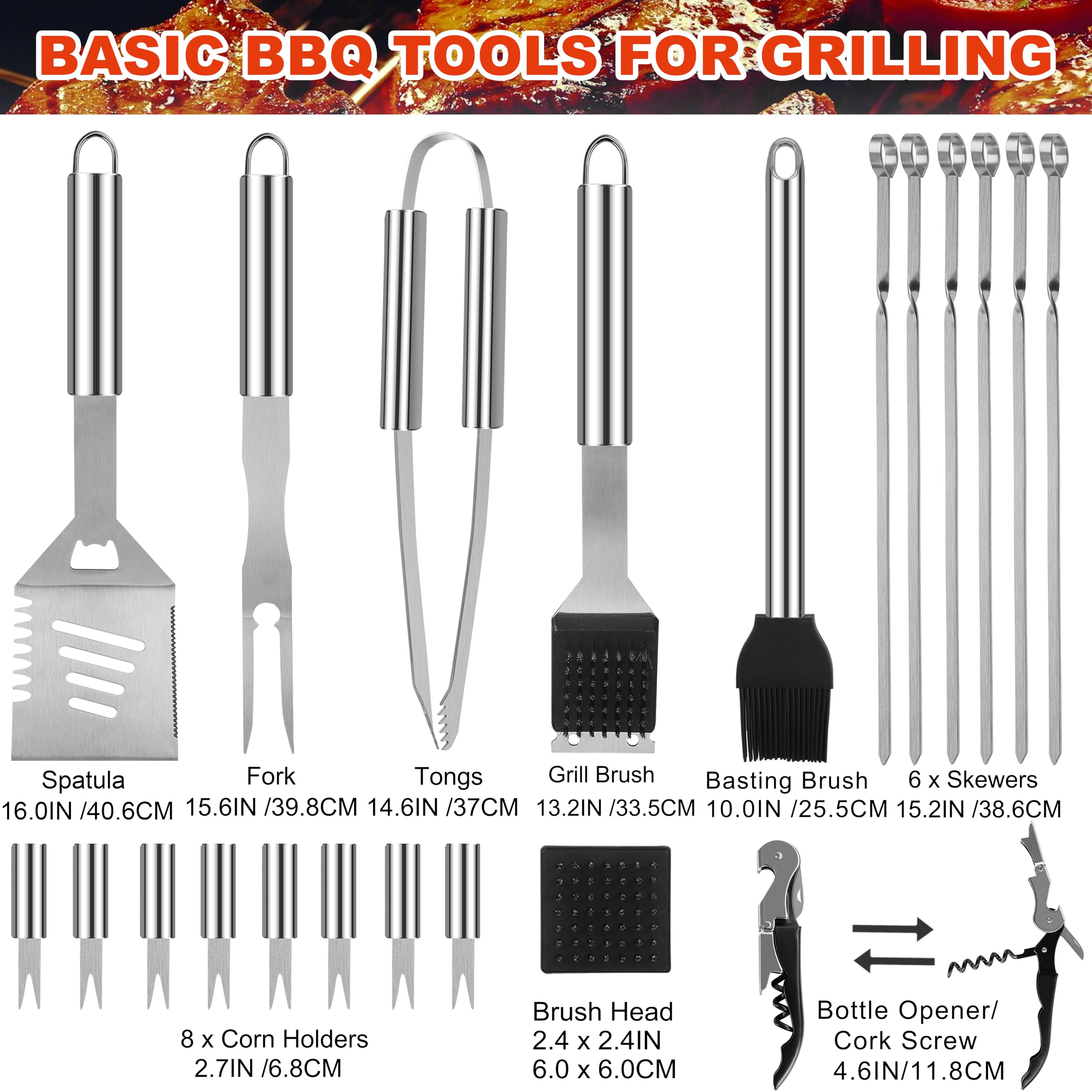 grilljoy organized tool layout inside case, secure straps keep utensils tidy