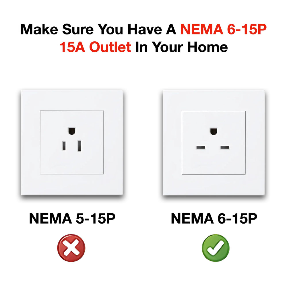 GRILLME long power cord and NEMA 6-15P plug showing installation safety