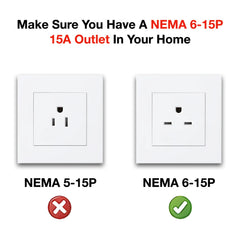 GRILLME long power cord and NEMA 6-15P plug showing installation safety
