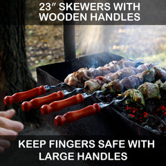 GRILLMER loaded skewers grilling over charcoal showing even cooking