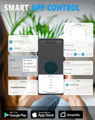 Grillum app screen scheduling interface showing customizable watering programs and remote control