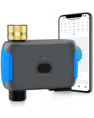 Grillum timer front view mounted on spigot showing easy app control and weatherproof benefits