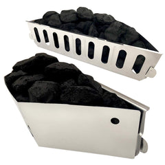GRILLVANA baskets installed in a 22" kettle demonstrating dual-basket zone control benefit
