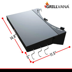 GRILLVANA Kettle-Pro folded down against a Weber 22-inch grill saving storage space