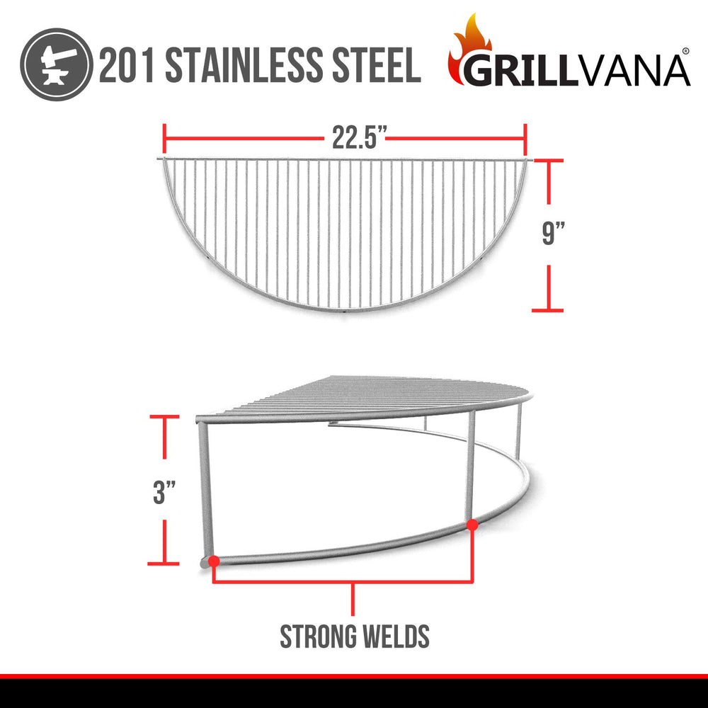 GRILLVANA Upper Deck installed on a 22-inch kettle grill showing added warming area