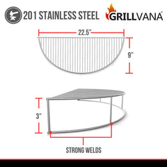 GRILLVANA Upper Deck installed on a 22-inch kettle grill showing added warming area