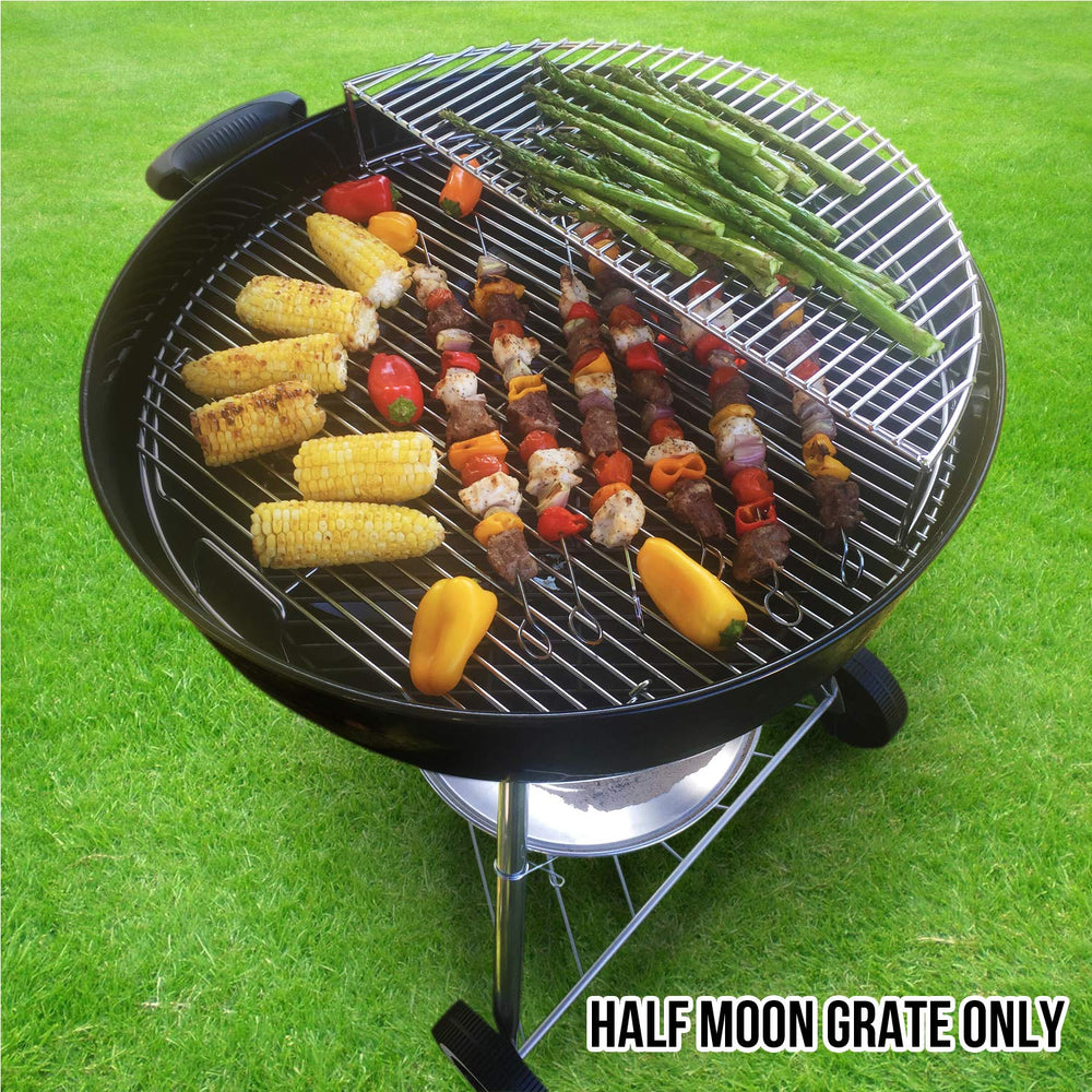 GRILLVANA Upper Deck next to a ruler showing size and fit benefit for 22-inch grills