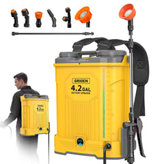 GRIONE backpack sprayer front view showing build and straps for comfortable use