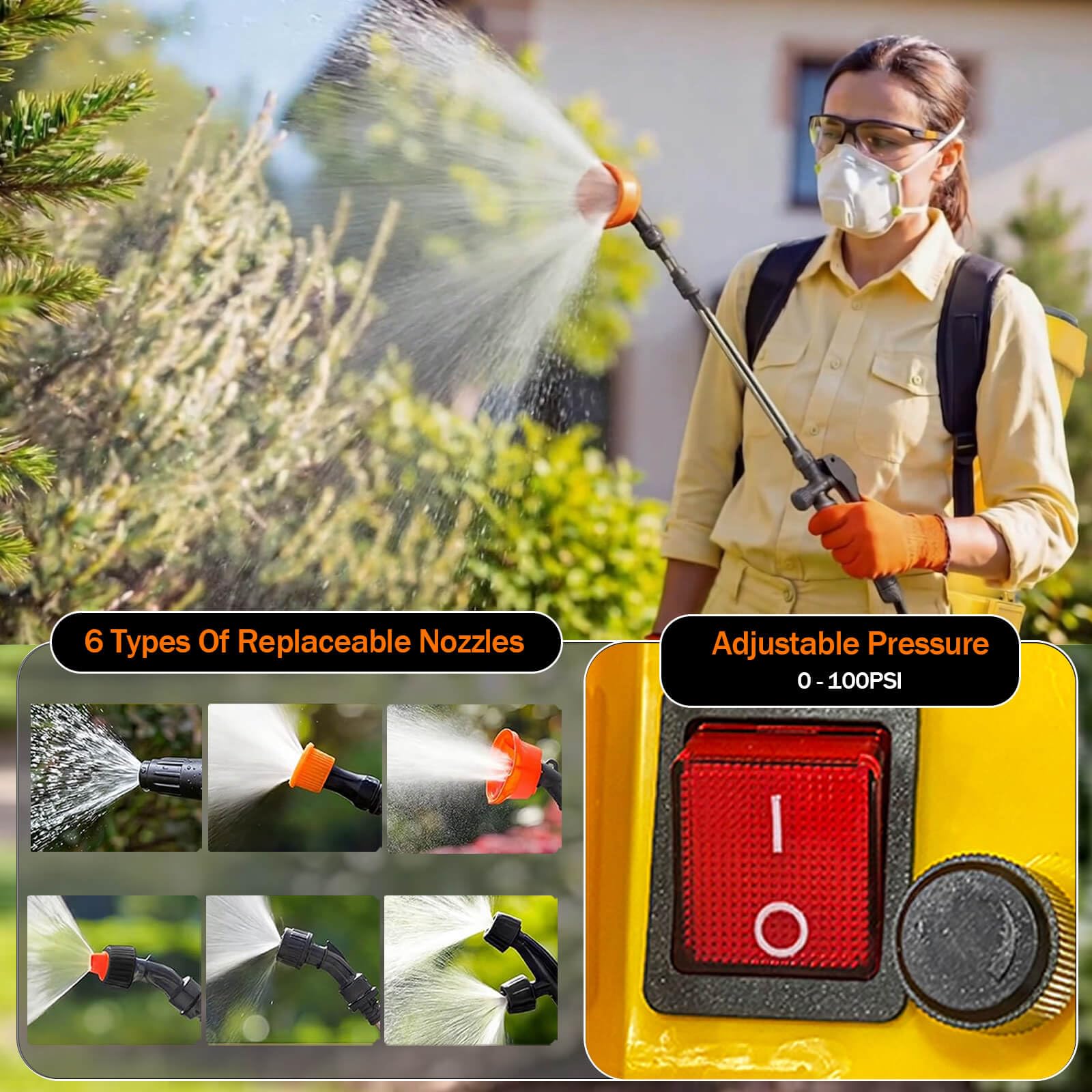 GRIONE pressure knob close-up offering easy control and adjustable spray strength