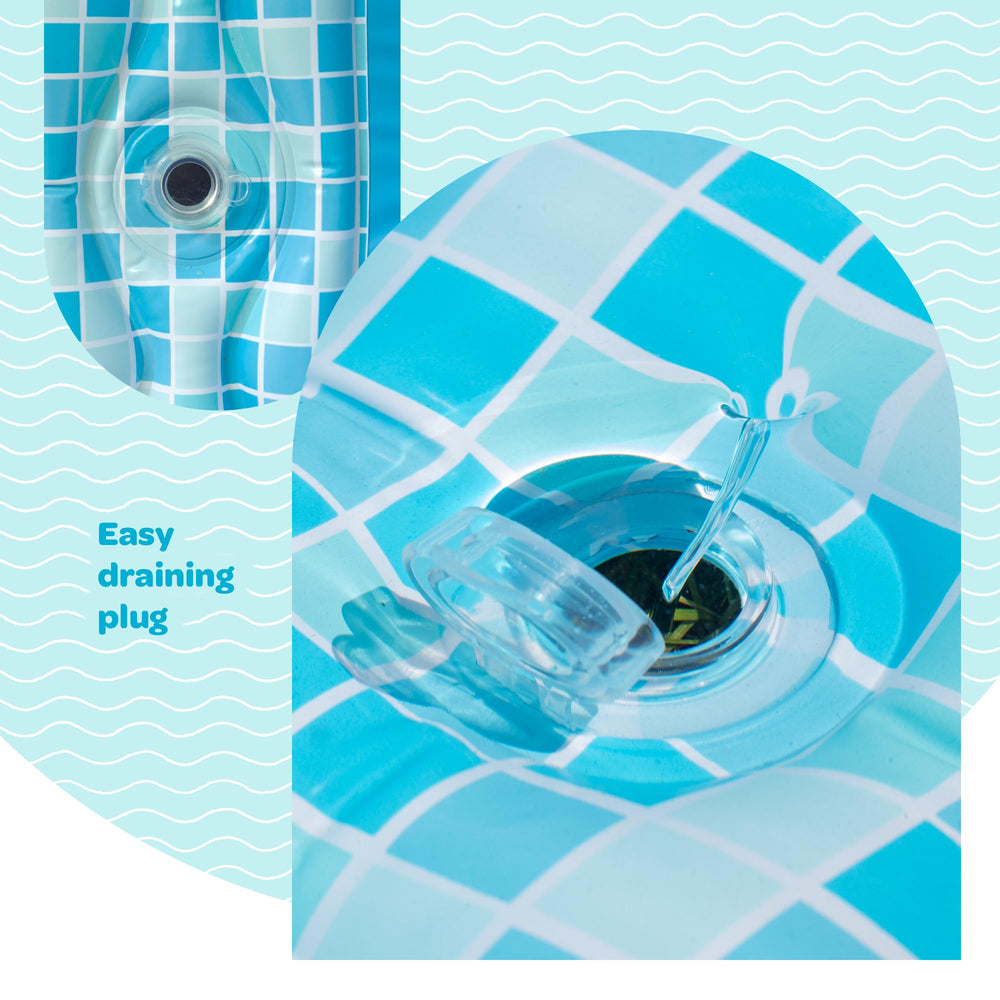 GRIP A POOL repair patch and valve close-up for fast on-site fixes