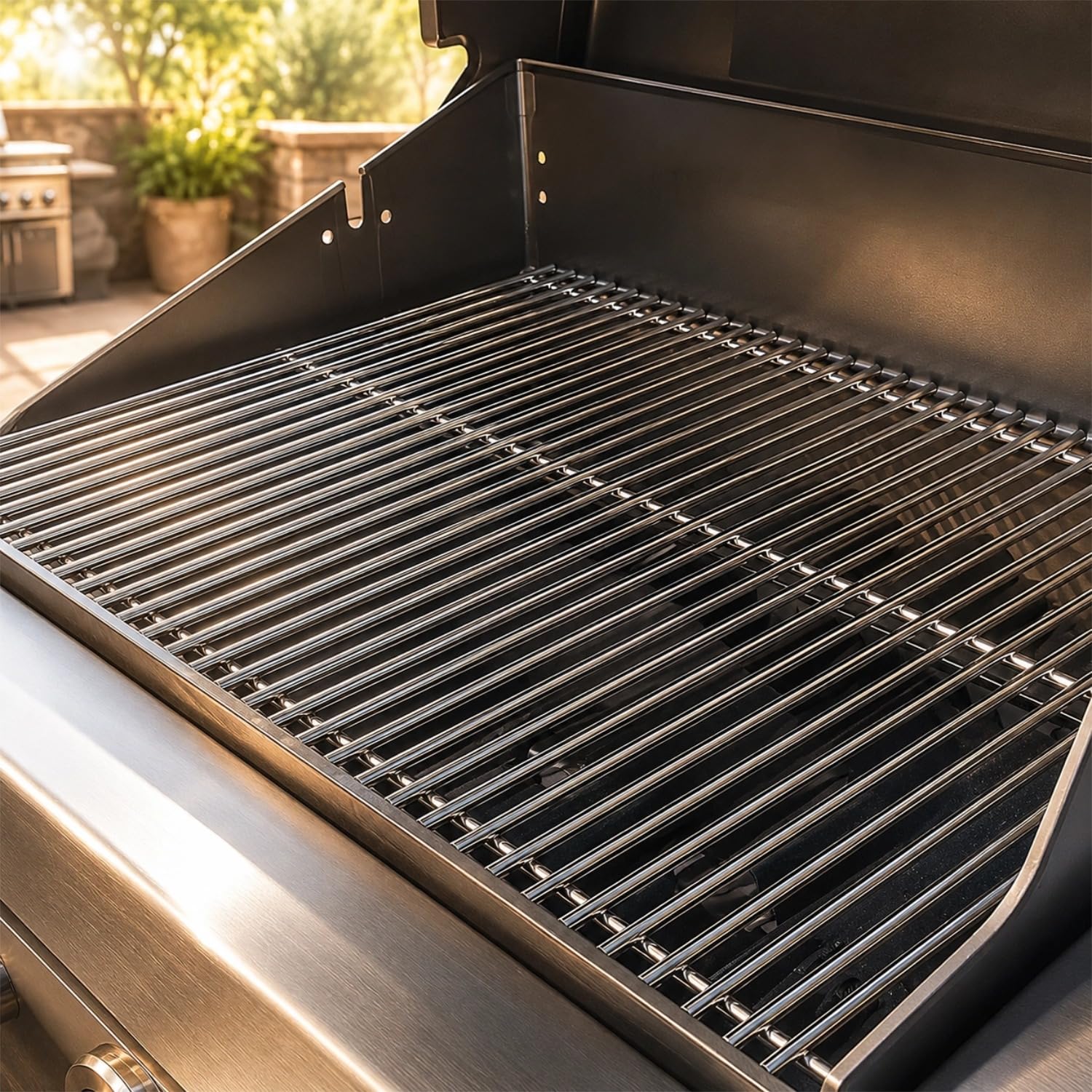 GRISUN grates in backyard barbecue scene showing even searing