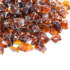 GRISUN front bag of amber fire glass showing product weight and color benefits