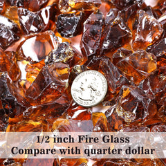 GRISUN pile close-up of 1/2 inch amber glass pieces showing reflective sparkle