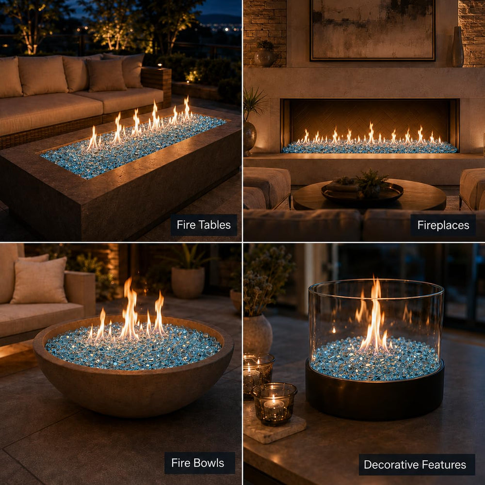 GRISUN close detail of reflective glass surfaces amplifying flame light