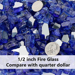 GRISUN installed in outdoor fire pit providing vivid blue ambiance