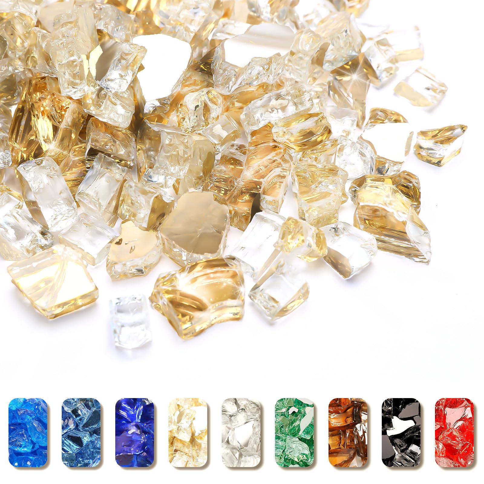 GRISUN bag of gold fire glass showing front packaging and product weight