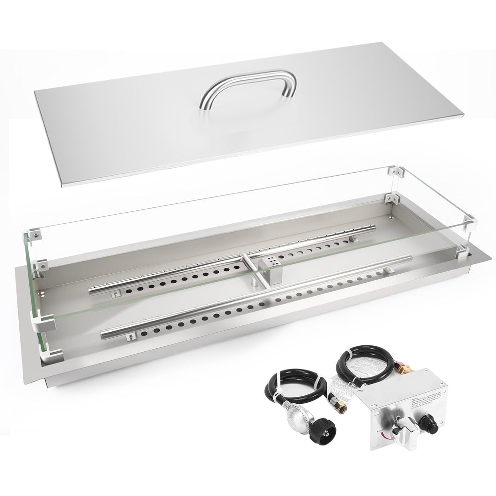 GRISUN front packaging showing the complete 36x12 burner kit and included parts for easy setup
