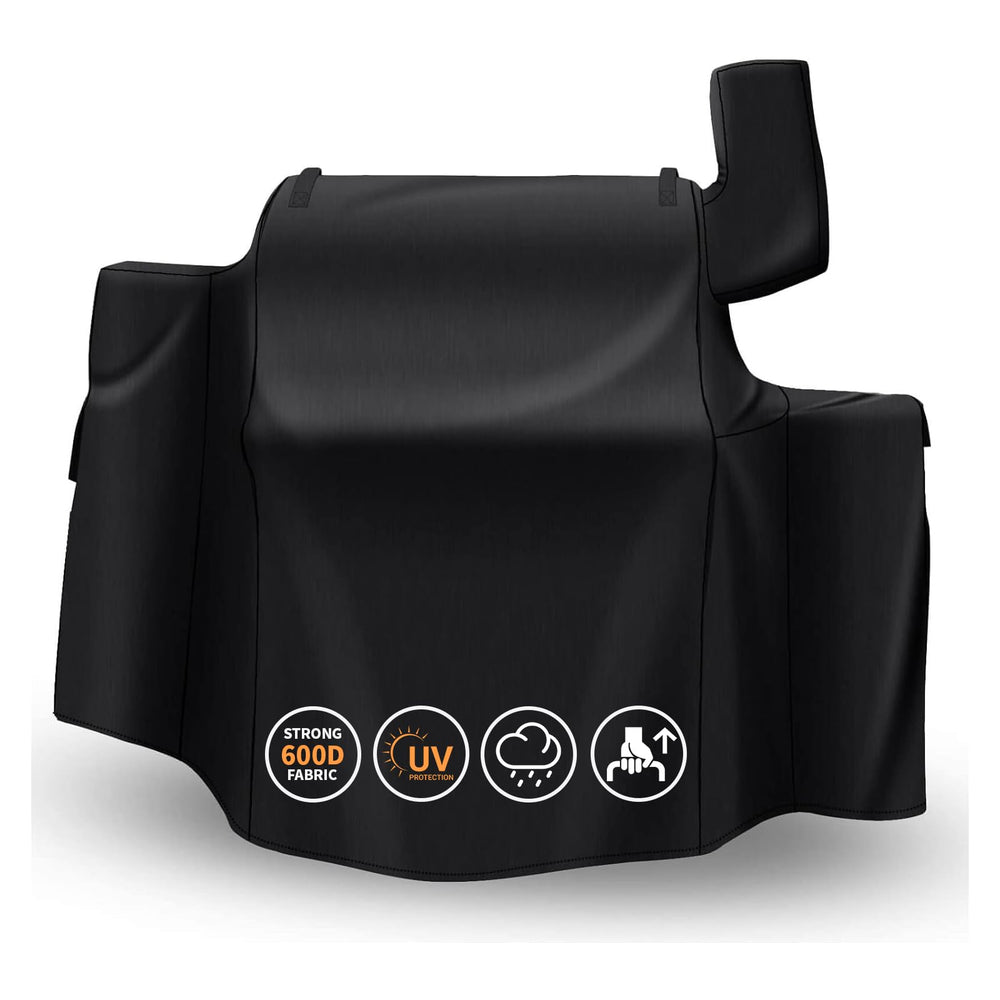 GRISUN front view cover protecting Daniel Boone Prime WiFi grill from weather