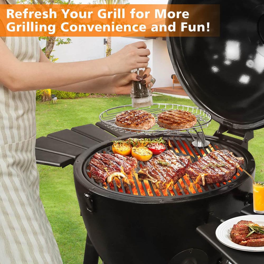 GRISUN grate in use searing steak with clear grill marks benefit