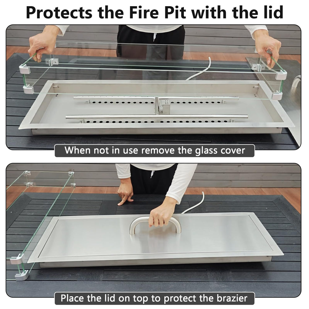 GRISUN installed fire table at evening showing ambiance and balanced outdoor heating
