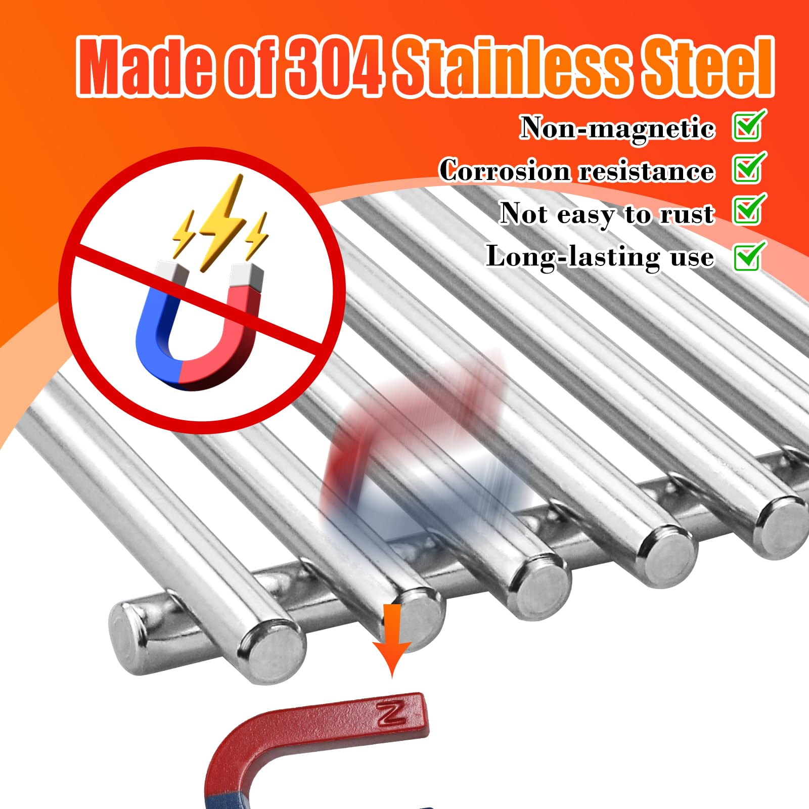 GRISUN stamped 304 stainless label close-up indicating corrosion resistance advantage