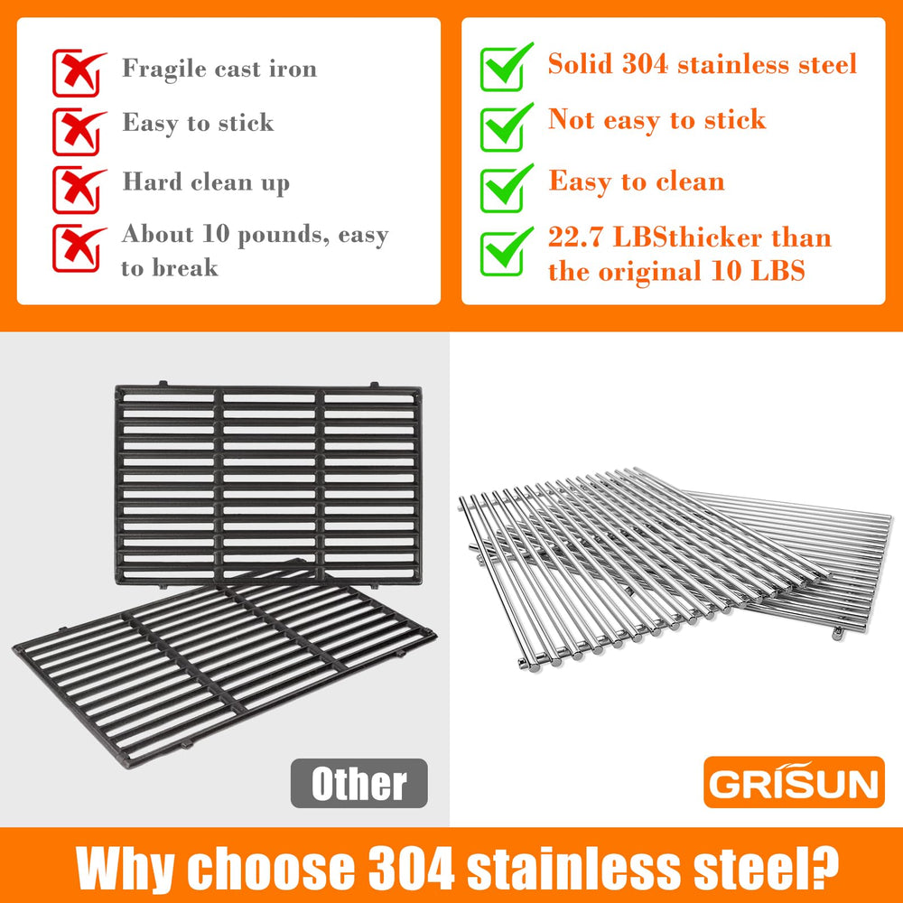 GRISUN grates in backyard grilling scene showing clear sear marks and food presentation